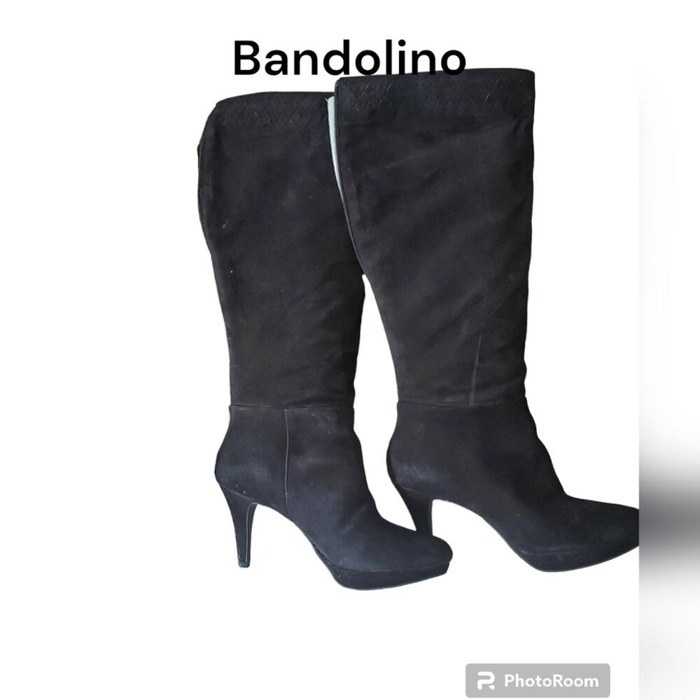BANDOLINO Tall Suede Leather Boots Wide Calf Full Back Zip